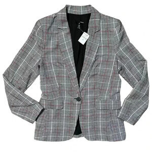 Aqua NWT Black Red Plaid Blazer Size Medium